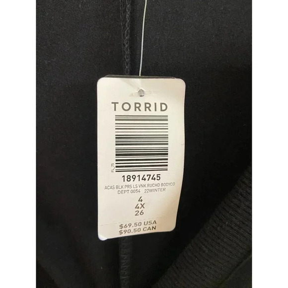 Torrid New Ruched Long Sleeve Bodycon Dress in Black Size 4X Size 4 Size 4XL - Picture 7 of 12